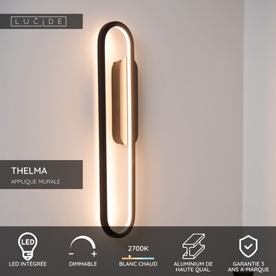 Lucide THELMA - Applique murale - LED Dim. - 1x24W 2700K - Noir
